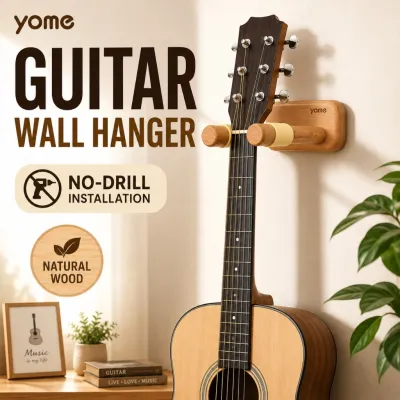 Yome Wall-Mounted Guitar Hanger No-Punching | Ukulele Holder Bracket | Music Storage Rack