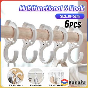 Vacaka 6Pcs Multifunctional S-type Hanging Hook Plastic Hook for Kitchen/Bathroom/Toilet