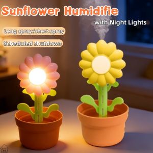 Air humidifier flower humidifier silent usb powered night light aromatherapy timing function bedroom office home pregnant women babies sulit