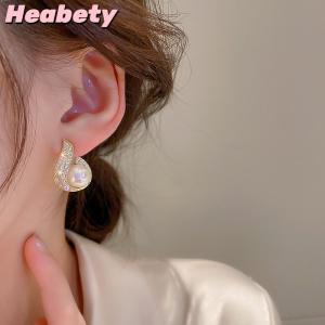 Heabety 1Pair New Earrings Trendy Earrings Pearls Water Drop Earrings Fashionable Temperament Female Korean Earring