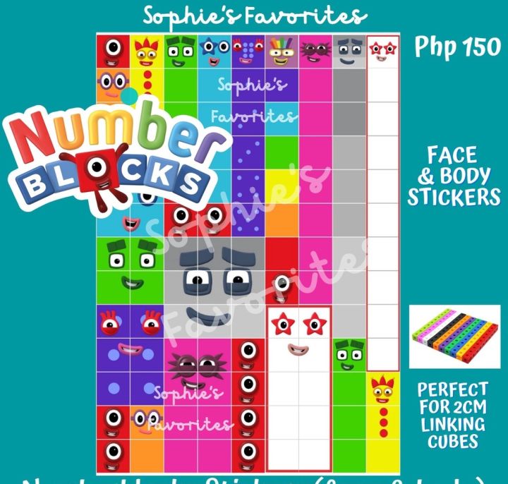 30 Stickers of Numberblocks - face & body - Glossy Sticker for Linking ...