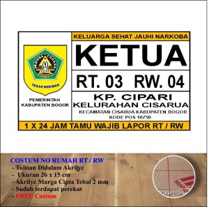 CUSTOM AKRILIK NO RUMAH RT RW BAHAN ACRYLIC BENING