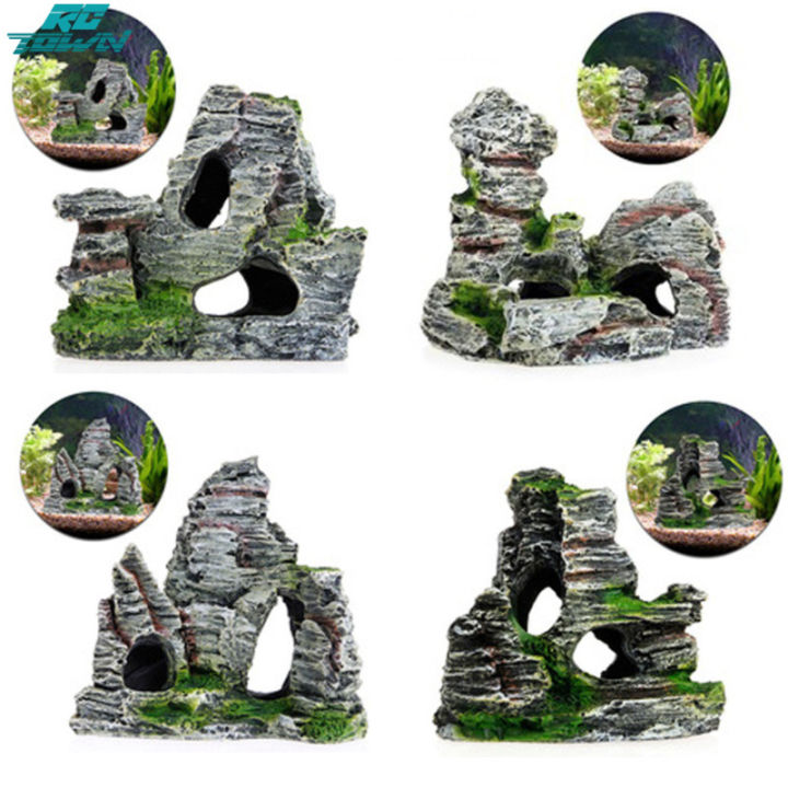 Resin Rockery Artificial Mountain Aquarium Fish Bowl Landscaping ...