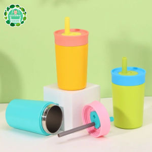 Baby Training Cup Stainless Steel Straw Tumbler Food Grade Stainless Steel Water Bottle with Straw for Child