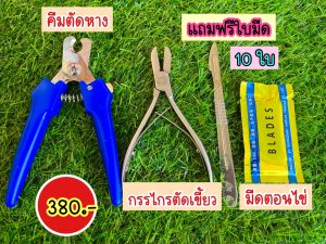 ชุดตัดเขี้ยวหมู มีดตอนไข่ คีมตัดหาง ครบชุด แถมใบมีด 10 ใบ