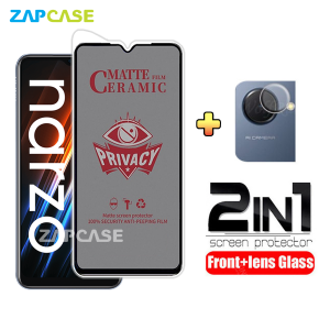 PAKET 2in1 Anti Gores Layar Privacy Realme Narzo 50i Prime Free Tempered Glass Camera Lens