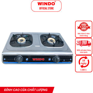 Bếp Gas Đôi WINDO - 618 Điếu Gang Đơn Mặt Inox | Bếp gas đôi 6 tấc điếu gang | Tiết kiệm gas- Hàng Chính Hãng