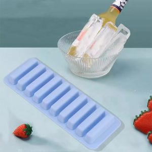 10 Grid Silicone Ice Cube Tray with Lid Long Strip Ice Making Mold Ice Block Mold DIY Homemade Ice Cube Tray