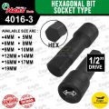 Hans 1/2'' drive Hexagonal Bit Socket Type | Hex Bit | 75mm Length | Genuine Hans | Hex Bit Socket Allen. 