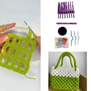 Ergonomic móc đan với 8 hoán đổi cho nhau tip nhôm móc đan 3.0mm-7.0mm cho đan Crochet Craft