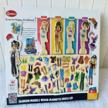 Wooden magnetic paper sales dolls