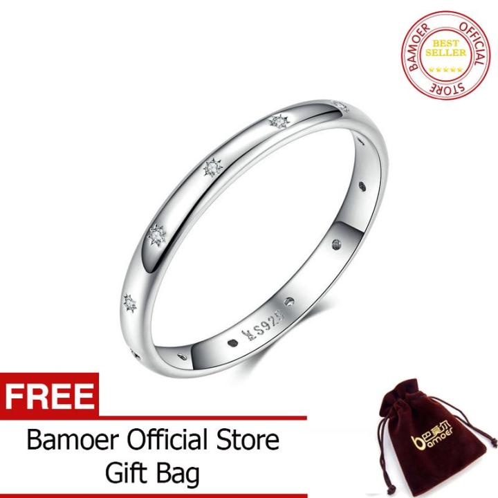 Bamoer Smooth S925 Sterling Silver Finger Ring Accompany Of Cat Women
