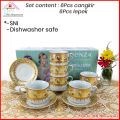 VICENZA 6 pasang cangkir set  motif camelia / tea set cup and saucer porcelain Y83. 