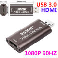 [Ready Stock] USB 3.0 HDMI Capture Card 1080P 60HZ Support 4K Applicable To Video/Game/Live Broadcasts. 