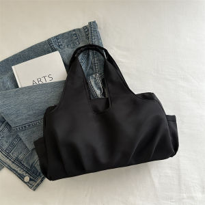 [Original 24 hours delivery] Korean Style Pleated Underarm Womens Casual Large Capacity Canvas Tote Bag Fashionable Commuting Handbag Single Shoulder Bag