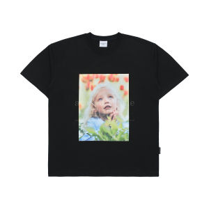 Authentic ADLV donuts boys and girls with short sleeves T-shirt lisa yi-bo wang loose south Korean men and women with the model BABY FACE FLOWER GARDEN GIRL SHORT SLEEVE T-SHIRT BLACK(on 9th May)
