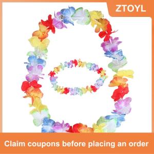 【ZTOYL】 10pcs Hawaii hoa leis Vòng Hoa Vòng Cổ ưa thích ăn mặc bên Hawaii bãi biển vui vẻ