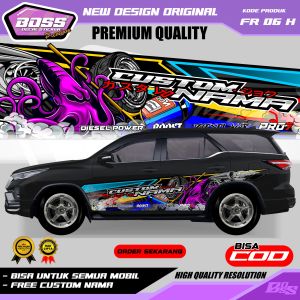 FR 06 - STIKER DECAL MOBIL PAJERO FORTUNER CALYA AGYA XENIA BRIO JAZZ INNOVA HRV FREE CUSTOM TULISAN