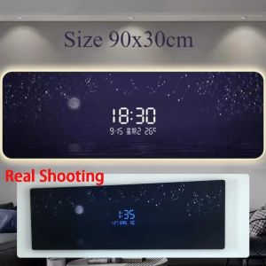 FFBH Led Wall Clock Digital Display Electronic Wall Clocks Nordic Living Room Starry Sky Modeling Creative Modern Home Decoration R3K9L