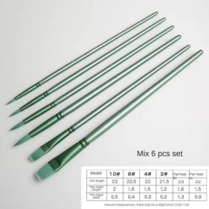 GOLFDIN 4/6 pcs Soft Hair Watercolor Brush Pointed Round Flat Head Nylon Hand Drawn Watercolor Fashion Beginners Art Student Painting Material