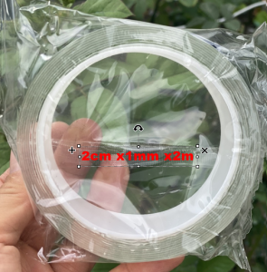 Băng keo nano 2 mặt siêu dính trong suốt đa năng 3M dầy 1mm rộng 2cm - dài 1 2 3 5 mét