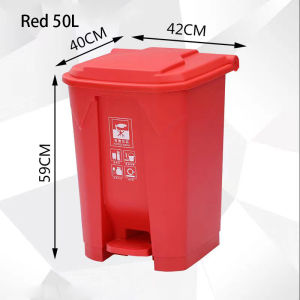 Large outdoor trash can with pedals 20L/30L/50L/80L/100L plastic rectangular trash can with lid commercial trash can with pedals