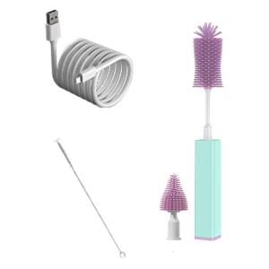 High Efficiency Rotating Baby Bottle Cleaner Soft Silicone Brush Head Convenient 2 Speed Electric Milk Bottle Brush set
