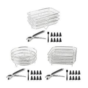 เครื่องทอดแบบตะแกรง/กลม/สี่เหลี่ยมผืนผ้าอุปกรณ์ในครัวใช้ได้จริงชั้นวางประกอบอาหารแบบถอดได้