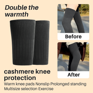 Autumn Winter Extra-Long Warm Cashmere Knee Pads For Outdoor Activities Winter Sports Non-Slip Comfortable Thermal Protection Cold Weather Knee Support