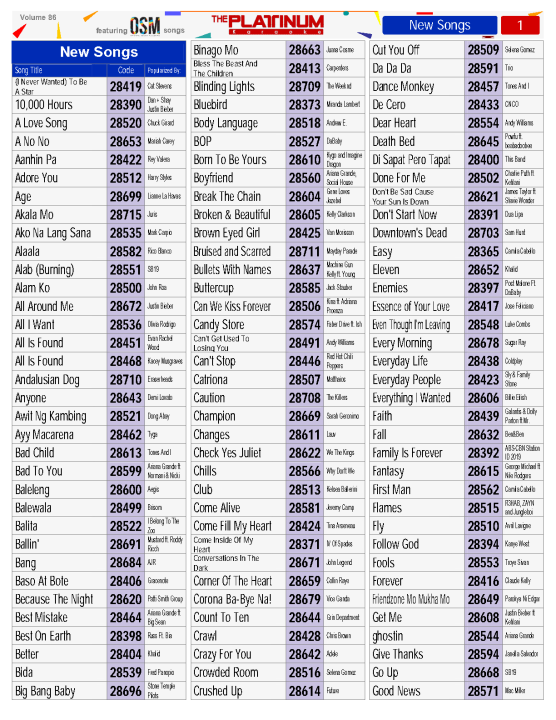 Platinum Number Tagalog Karaoke Songs List 2019 Opm Tagalog Songs