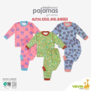 Velvet Junior Dreamwear 3 Set Setelan Piyama Panjang Big Size - Motif Rockstar / Sweet Lullaby