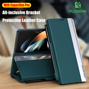 [With Pen] FLOVEME Leather Magnetic Protection Phone Case For Samsung Galaxy Z Fold 6 Z Fold 5 Fold 4 Fold 3 5G With S Pen Bracket All-inclusive Shockproof Back Cover For Galaxy Z Fold6 Z Fold 5 Fold 4 Fold 3
