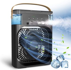 AKAPE - Misting Fan Small Cooling Fan Silent 3 Speeds USB Fans for Car Indoor Office Black/WHITE