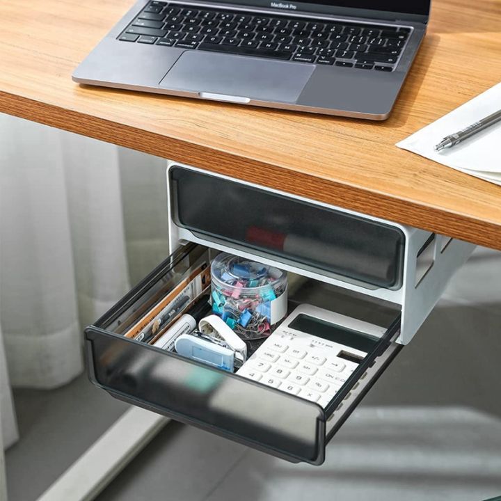 Under Desk Storage Drawer Slide Out, Hidden Self-Adhesive Organizer ...