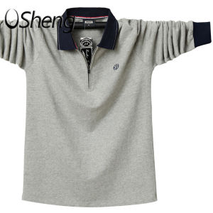 VSheng Long Sleeve Men Polo T Shirt M To 6XL Plus Size Zipper Tops