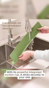 Silicone Sink Splash Guard with Suction Cup Sink Backsplash Dish Washing Baffle Board for Kitchen Countertop Partition