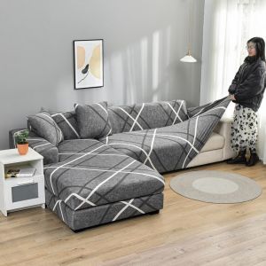 【Fast Shipping + COD】Sofa Cover 1/2/3/4 Seater Removable Normal Shape/L Slipcover Stretch Universal Couch Cover all-inclusive multi-function set universal stretch sofa cover slip sofa cover Multicolor plaid stripes flower feather pattern sofa cover stretc