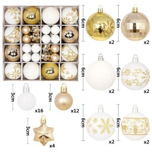 YOUSHI TOP 44pcs Nhựa Bóng giáng sinh Chống vỡ Tái sử dụng Trang trí cây giáng sinh Quà Tặng trẻ em 3-6cm Bóng treo giáng sinh Nhà