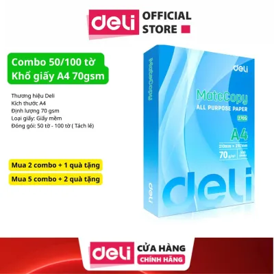 (Giấy mềm) Combo 50/100 tờ Giấy A4 Meta copy 70 gsm - Giấy Photo Copy Deli Chính Hãng Deli
