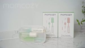 Momcozy Innovative Baby Bottle Brush Set Press-to-foam Design for Ease of Clean 2 Brush Head Replacements for Complete & Better Bottle Cleaning Baby Bottle Cleaner Kit with Straw Brush