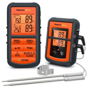 ThermoPro TP08C Dual Probe Backlight 150M Wireless BBQ Grill Food Meat For Kitchen Cooking