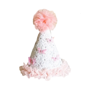 Photoshoots Ready Birthday Hat for Infants Pink Bowknot Lace Detail Celebration Party Decoration Sweet Photo Props