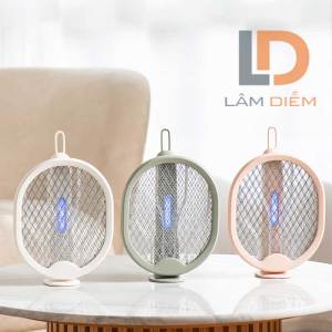 Vợt muỗi gấp gọn 180 độ cao cấp có đèn led bắt muỗi 2 lớp lưới bảo vệ an toàn D68