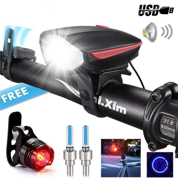 Bike Lights Set Bicycle Headlight With Horn 120 Db And Tail Light Ultra Brightness And Waterproof Led Bike Light Easy To Install For Cycling Safety Flashlight Bike Horns Lazada Lazada PH