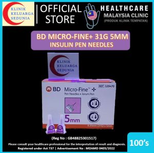 BD Micro-Fine + 5mm 31G Ultra Fines Microfine Plus Insulin Pen Needles Jarum 100s Becton Dickinson 新优锐微细胰岛素笔针