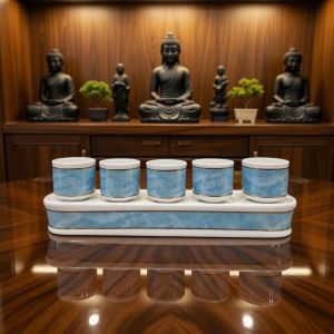 Bộ Kỷ Thờ Cúng 5 Chén 3 Chén Đựng Chất Liệu Đá Cao Cấp Bát Tràng Cao Cấp Đặt Bàn Thờ Thần Tài Gia Tiên