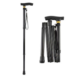 Portable Folding T-Handle Walking Stick Height Adjustable Anti Slip Walking Cane for Seniors