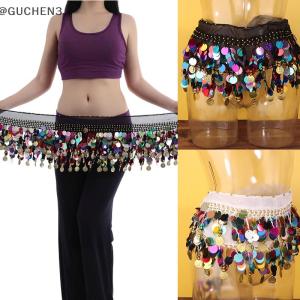 GUCHEN3🦋 Múa bụng hip khăn sequin tua eo vành đai Jazz Nhảy Hip khăn với lủng lẳng Sequins Ấn Độ khiêu vũ hiệu suất quần áo
