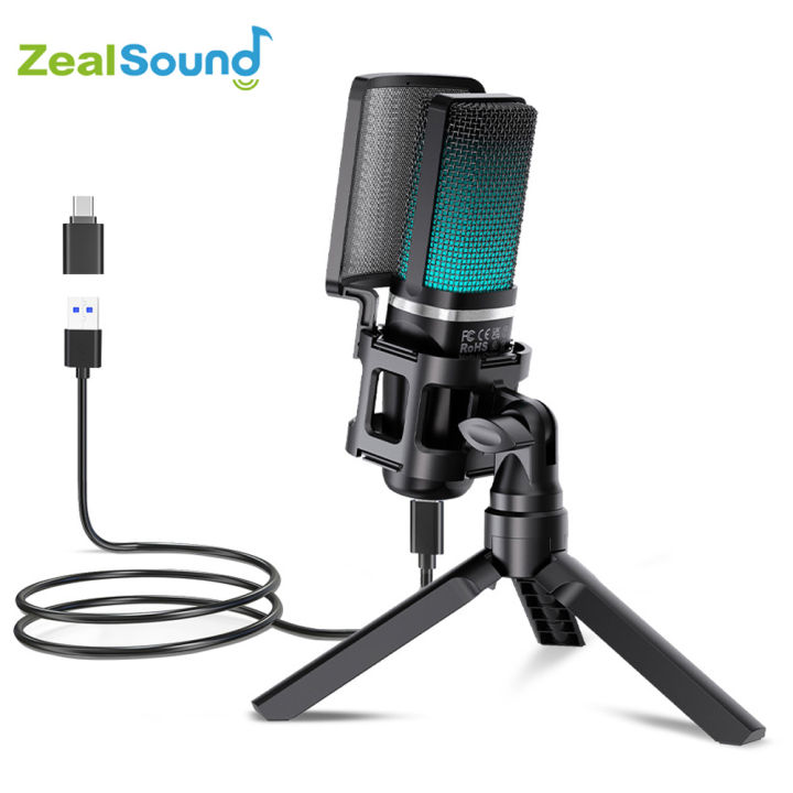 Zealsound RGB USB gaming condenser microphone for PC PS4 PS5 with Pop
