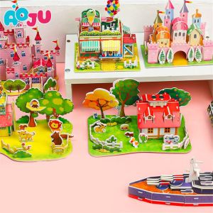 AOJU 3D ปริศนาปริศนาแคสเซิลปริศนาปริศนากระดาษประกอบด้วยตนเอง DIY
